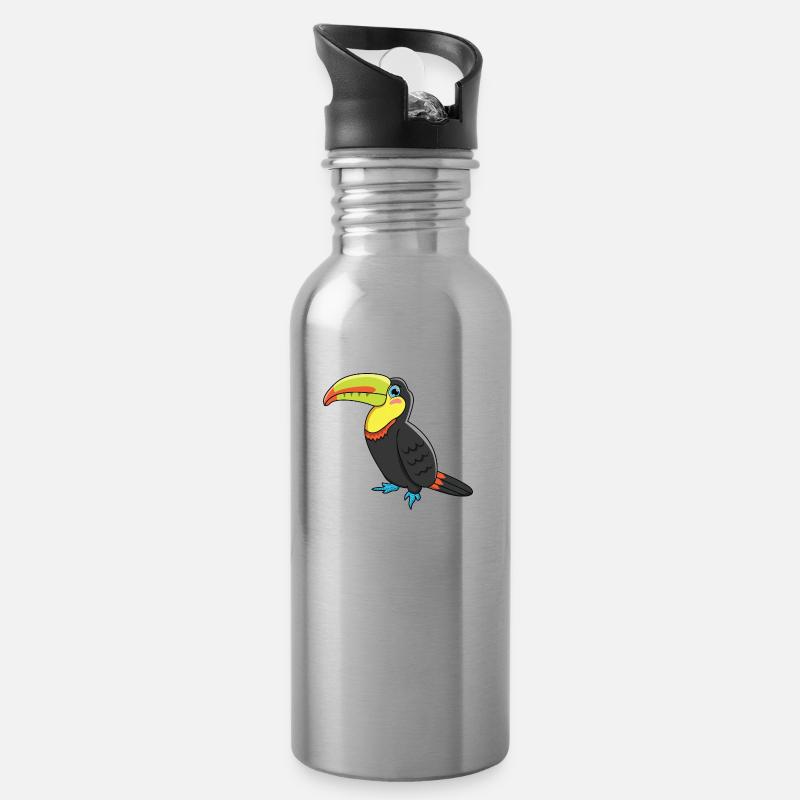 Tukan - Trinkflasche mit integriertem Trinkhalm - Lightsilver