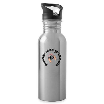 Querdenker wieder gerade rücken - Trinkflasche mit integriertem Trinkhalm - Lightsilver - Rechts