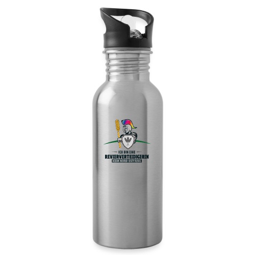 Revierverteidigerin Regenbogen - Trinkflasche mit integriertem Trinkhalm
