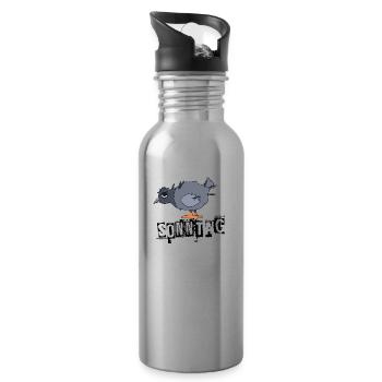 Lustige Taube am Sonntag - Trinkflasche mit integriertem Trinkhalm - Lightsilver - Rechts