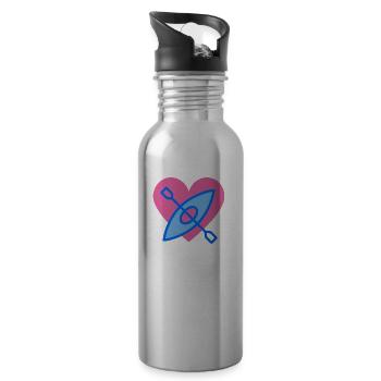 Herz Kanu Liebe - Trinkflasche mit integriertem Trinkhalm - Lightsilver - Rechts