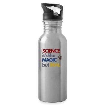 Science Its Like Magic But Real Vintage - Water bottle with straw - silver - Right