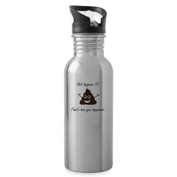 Shit happens!!! That´s how you happened. - Trinkflasche mit integriertem Trinkhalm - Lightsilver - Rechts