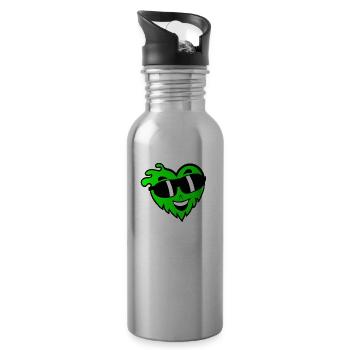 Cool heart with sunglasses Valentine's Day - Water bottle with straw - silver - Right