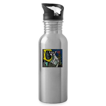katzen 151red - Trinkflasche mit integriertem Trinkhalm - Lightsilver - Rechts