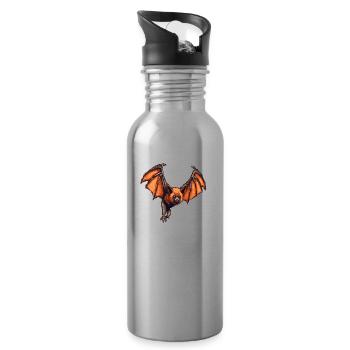 Pixeliger Flughund in retro 8 Bit Grafik - Trinkflasche mit integriertem Trinkhalm - Lightsilver - Rechts