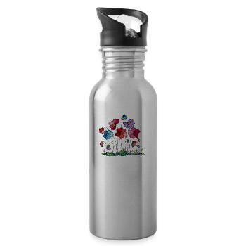 Fleur - Gourde avec paille intégrée - argent clair - Droite