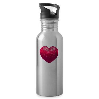 Erdbeerherz - Trinkflasche mit integriertem Trinkhalm - Lightsilver - Rechts