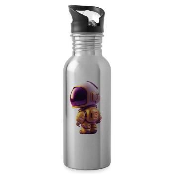 Space Kid Young Astronaut Birthday Three - Water bottle with straw - silver - Right