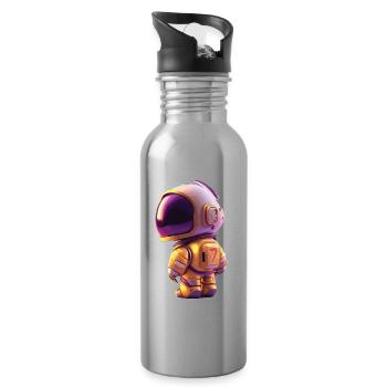 Space Kid Young Astronaut Birthday Seven - Water bottle with straw - silver - Right