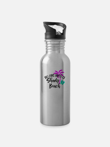 No One Likes A Shady Beach - Trinkflasche mit integriertem Trinkhalm - Lightsilver