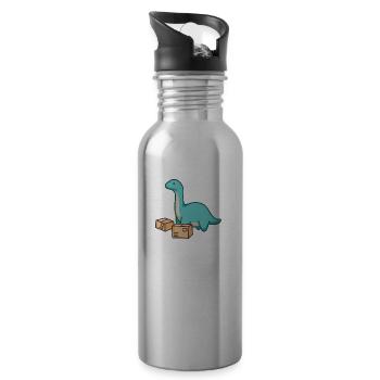 hugadino Dino Transporteur de colis, Dinosaure mignon - Gourde avec paille intégrée - argent clair - Droite