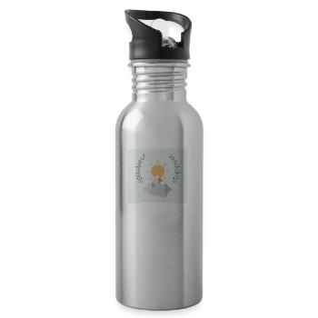 Berge und Sonne - Trinkflasche mit integriertem Trinkhalm - Lightsilver - Rechts