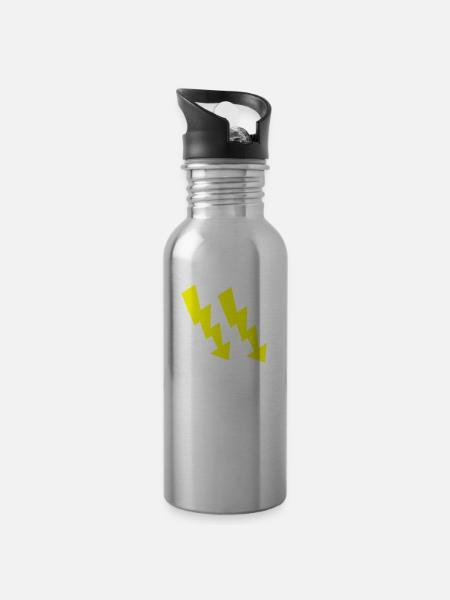 blitze - Trinkflasche mit integriertem Trinkhalm - Lightsilver