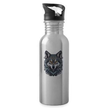 Loup - Gourde avec paille intégrée - argent clair - Droite