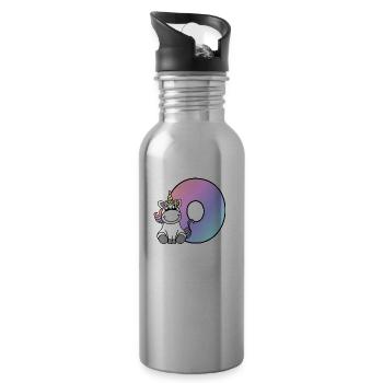 Unicorn Letter O - Water bottle with straw - silver - Right