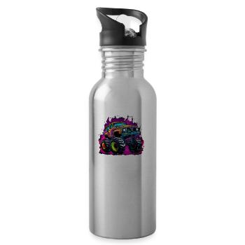 Monstertruck Graffiti Style Monster Truck Design - Trinkflasche mit integriertem Trinkhalm - Lightsilver - Rechts
