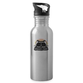I Do What I Want Cool Cat - Water bottle with straw - silver - Right