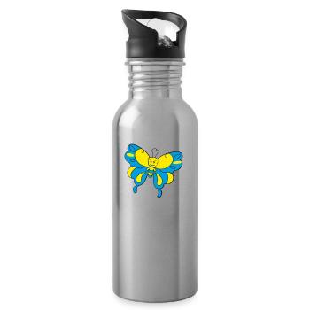 bunter Schmetterling > Vectorgraphic - Trinkflasche mit integriertem Trinkhalm - Lightsilver - Rechts