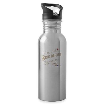 Brotherhood Bros Friendship Loyal Supportive - Trinkflasche mit integriertem Trinkhalm - Lightsilver - Rechts