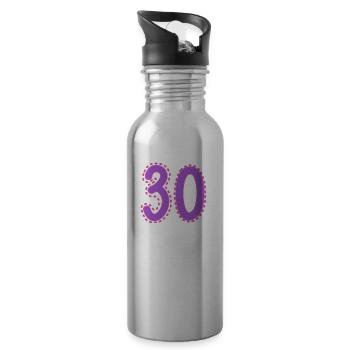 30. 30 JAHRE. 30. JAHRESTAG. 30-JÄHRIGES JUBILÄUM. - Trinkflasche mit integriertem Trinkhalm - Lightsilver - Rechts