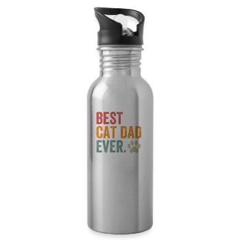 Best Cat Dad Ever - Water bottle with straw - silver - Right