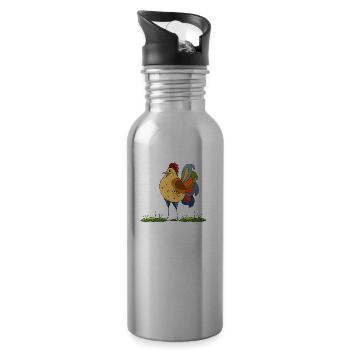 Hahn - Trinkflasche mit integriertem Trinkhalm - Lightsilver - Rechts