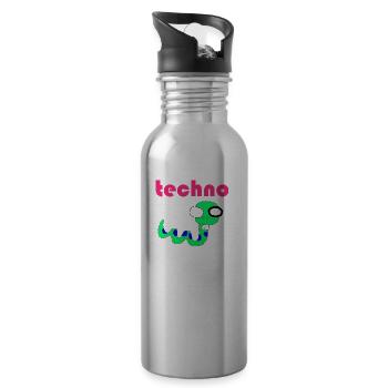 techno wurm - Trinkflasche mit integriertem Trinkhalm - Lightsilver - Rechts