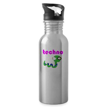 techno schlange - Trinkflasche mit integriertem Trinkhalm - Lightsilver - Rechts