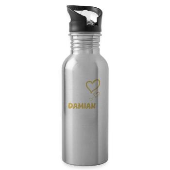 First name Damian - Water bottle with straw - silver - Right