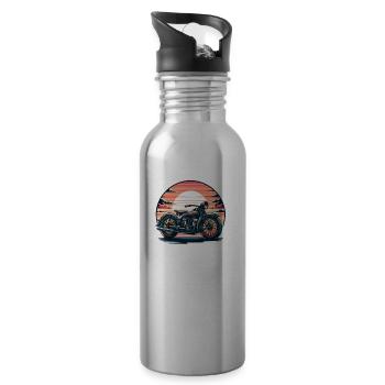 Motorrad,motorcycle,dirkbike motocross retro - Trinkflasche mit integriertem Trinkhalm - Lightsilver - Rechts