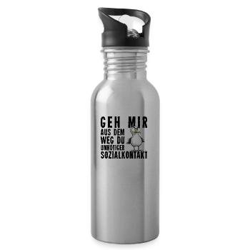 Geh mir aus dem Weg Du unnötiger Sozialkontakt - Trinkflasche mit integriertem Trinkhalm - Lightsilver - Rechts