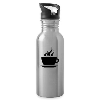 coffee cup tea cafe - Gourde avec paille intégrée - argent clair - Droite