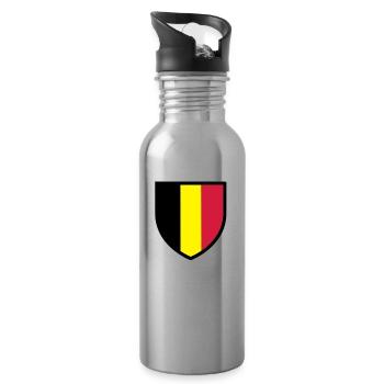 blason, écusson, drapeau belgique - belgie (T) - Gourde avec paille intégrée - argent clair - Droite