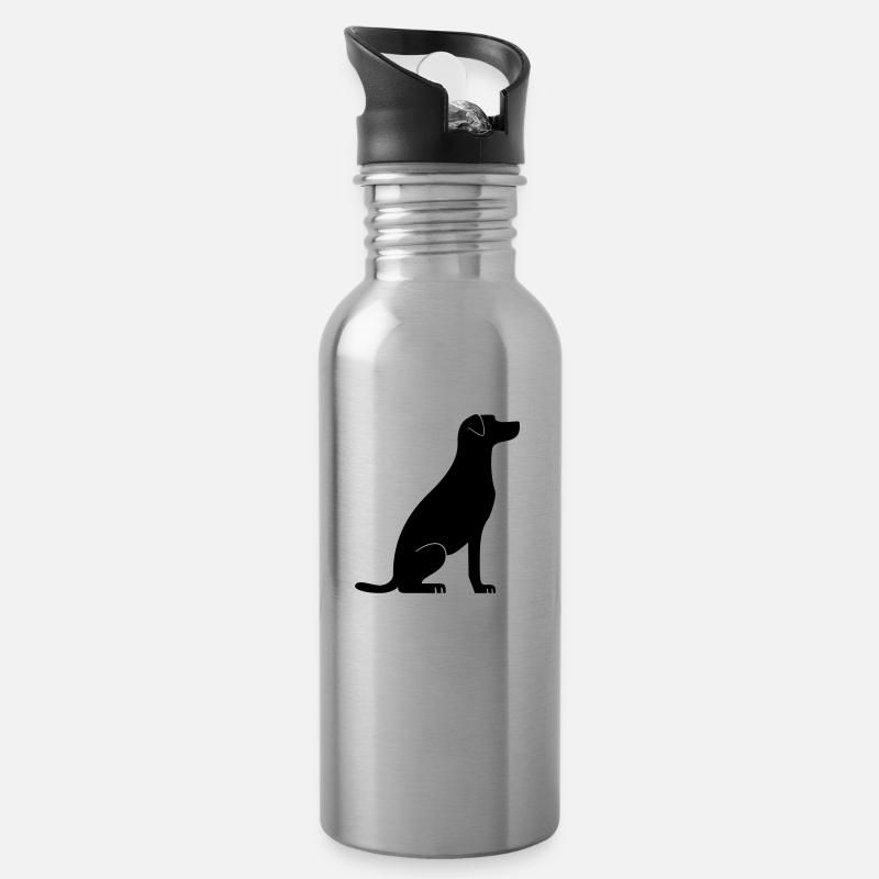 hundi - Trinkflasche mit integriertem Trinkhalm - Lightsilver