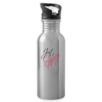 graffiti drops just chill relaxed relax r - Water bottle with straw - silver - Right