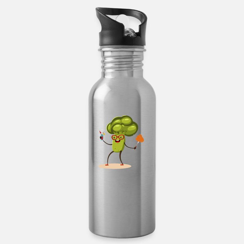 brocoli - Gourde avec paille intégrée - argent clair