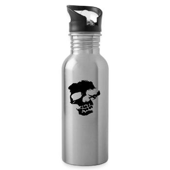 Skeleton skull skull dead evil - Water bottle with straw - silver - Right