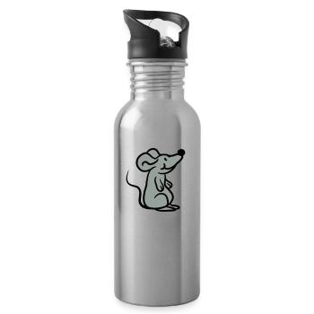Little cute cute mouse - Water bottle with straw - silver - Right