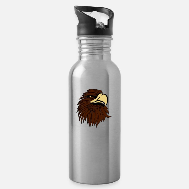 Eagle Bald Eagle - Water bottle with straw - silver
