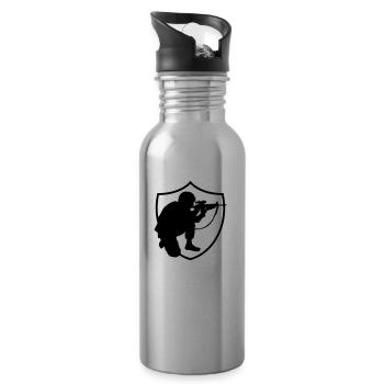 soldier design - Trinkflasche mit integriertem Trinkhalm - Lightsilver - Rechts