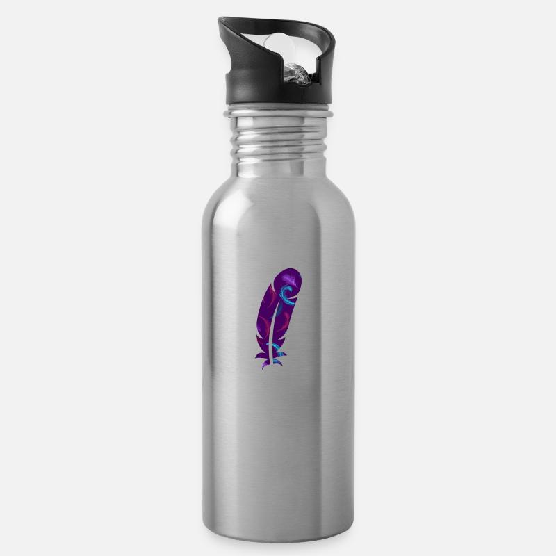 Colored feathers - Water bottle with straw - silver