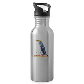 Meer geht immer - Pinguin - Trinkflasche mit integriertem Trinkhalm - Lightsilver - Rechts