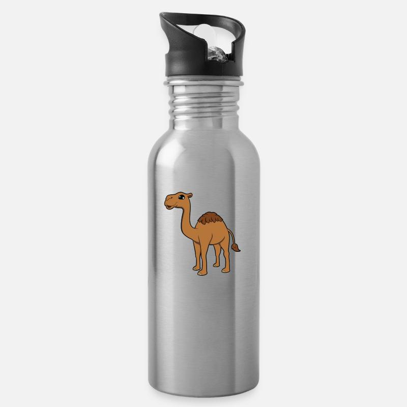 Kamel - Trinkflasche mit integriertem Trinkhalm - Lightsilver