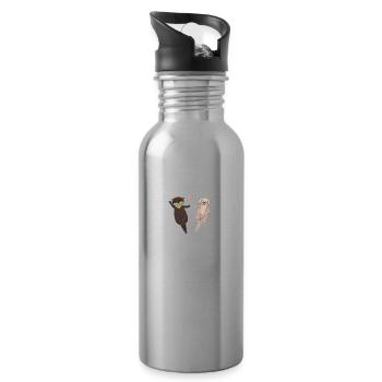 je m'en fous je suis une loutre - Gourde avec paille intégrée - argent clair - Droite