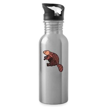 ZenDoodle "Beaver" - Water bottle with straw - silver - Right