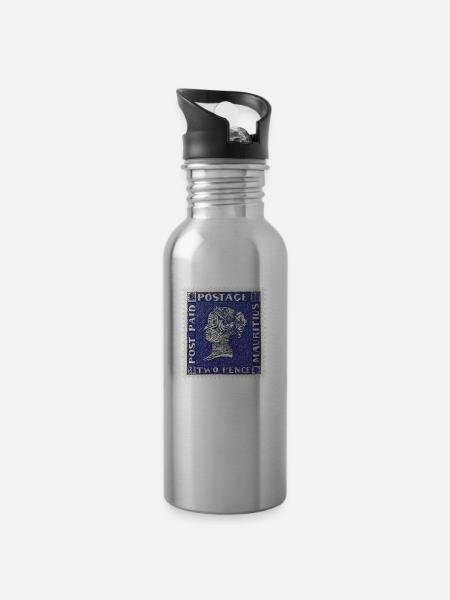 Blaue Mauritius - Trinkflasche mit integriertem Trinkhalm - Lightsilver