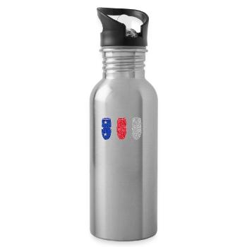 American - Water bottle with straw - silver - Right