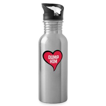 dump him Zitat Logo - Trinkflasche mit integriertem Trinkhalm - Lightsilver - Rechts