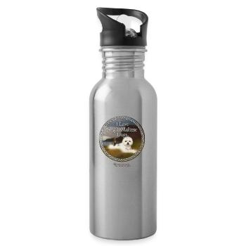 Whisky Sprüche Wortspiel Single Malteser - Trinkflasche mit integriertem Trinkhalm - Lightsilver - Rechts